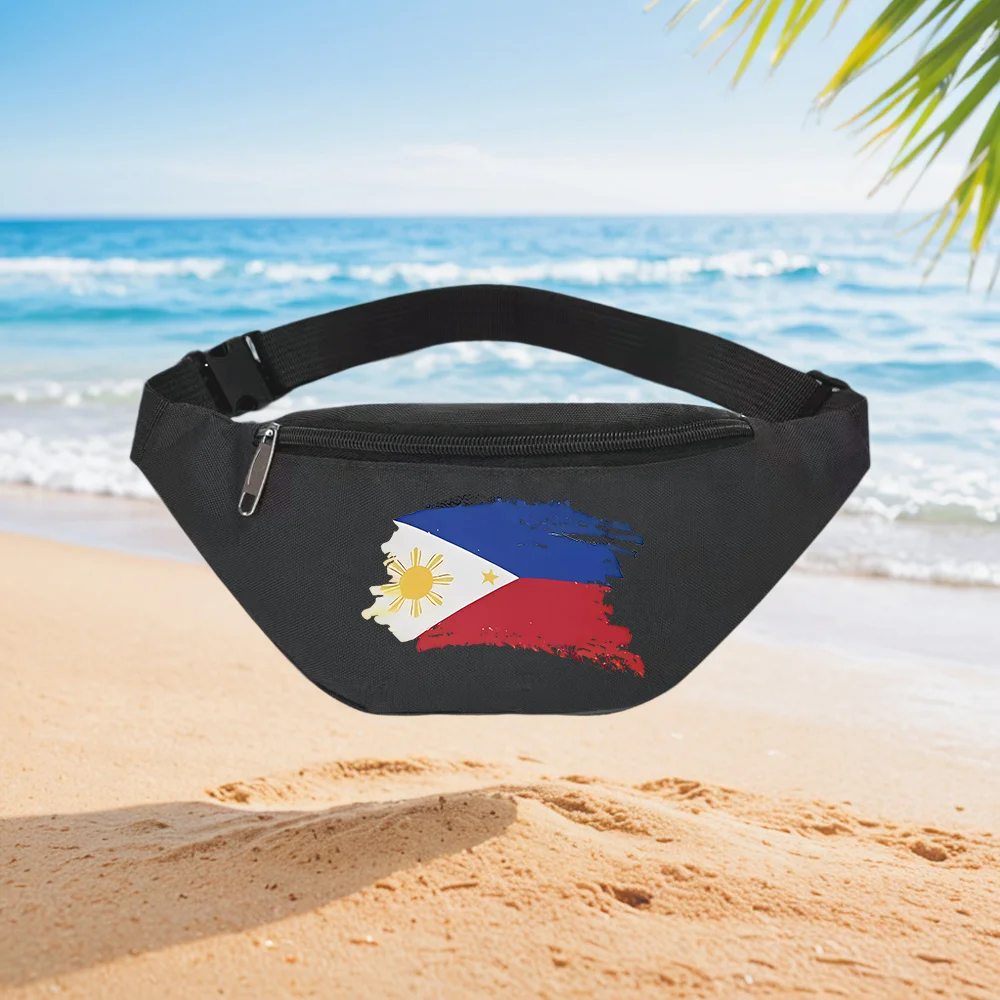 Street Fashion Philippines - フィリピン国旗 グランジスタイル プリント メンズ財布 ウエストバックパック クロスボディ