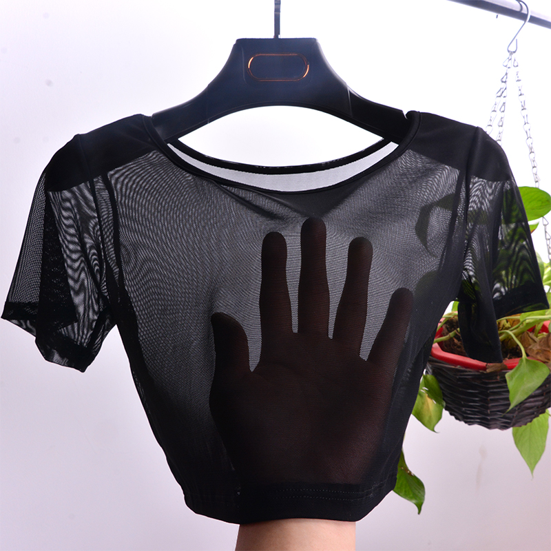 Mesh Top Layering - レディース サマー 半袖 メッシュインナーシャツ ホルターネック レース