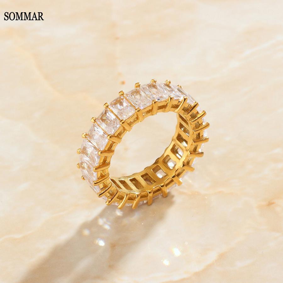 Street Fashion Online - SOMMAR オンラインショッピングインドゴールドメッキ/ステンレス鋼カラーサイズ 6 7 8 ガール婚約指輪ストリートファッションヒップホップオパール