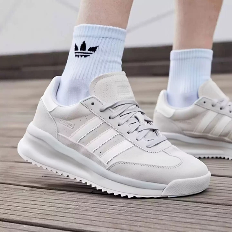 Street Fashion Adidas - アディダス JH5090 レトロプラットフォームスニーカー トレフォイル ロートップ ナイロンミックスアッパー