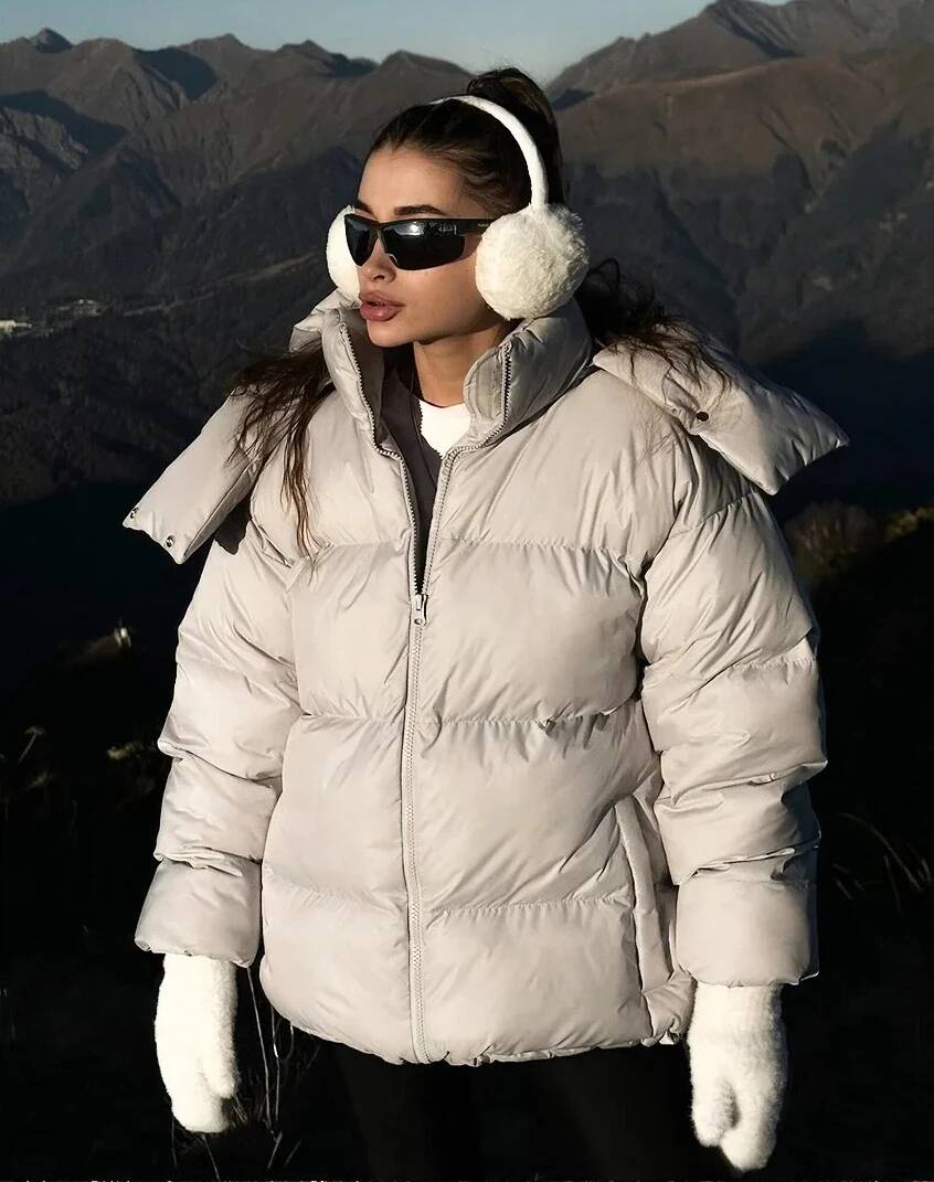 Street Fashion Taiwan - 冬用暖かいダウンジャケット レディースファッション パーカーコート ヴィンテージ ブレッドジャケット アウター