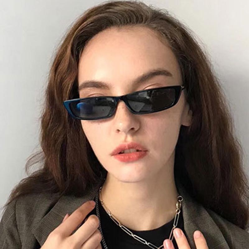 Street Fashion Glasses - 小さな長方形サングラスファッション女性レトロ小さなフレームサングラスヴィンテージスクエアナローサングラストレンドアイウェア UV400