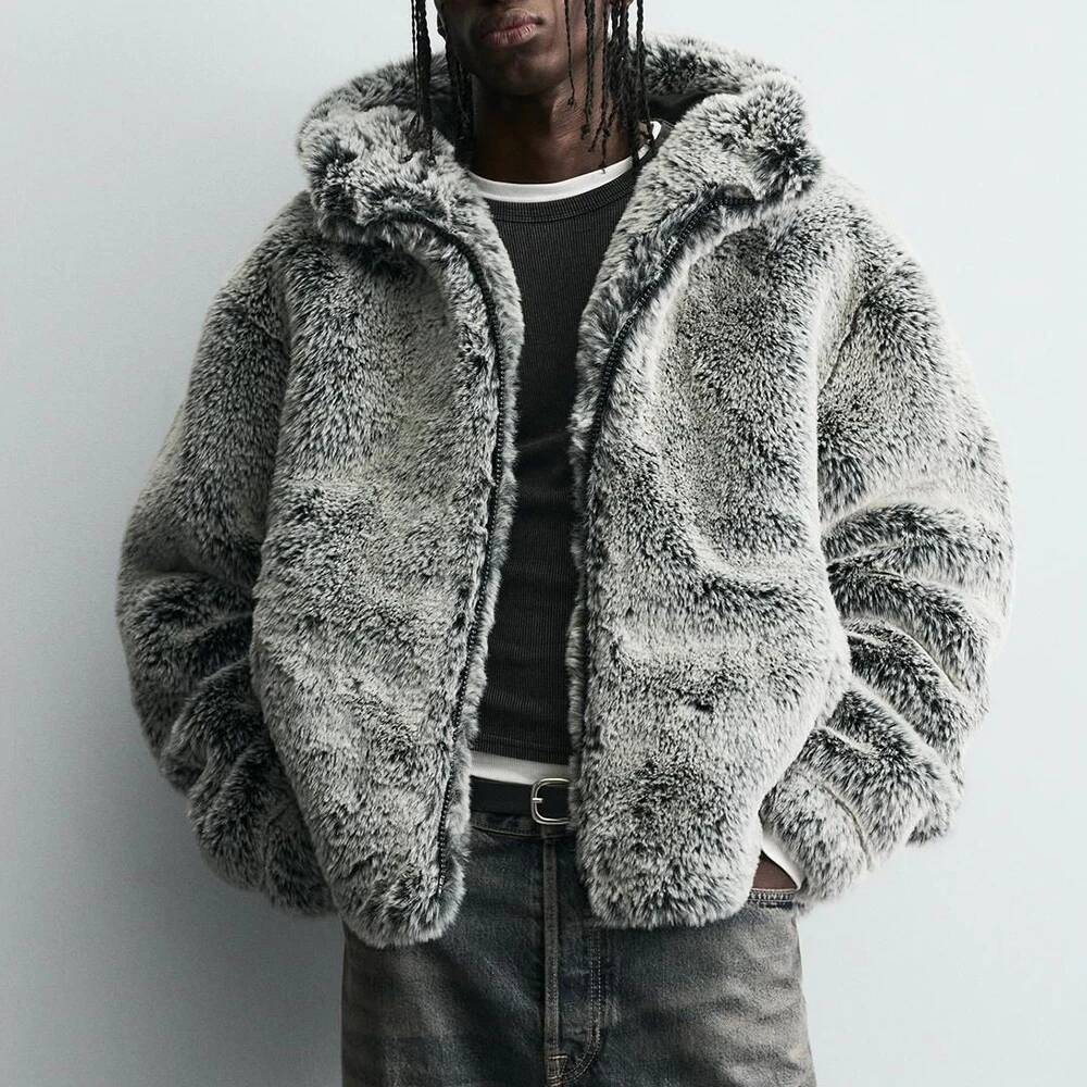 Street Fashion Taiwan - 冬の新作フェイクファー長袖ジャケット アメリカンレトロファッション トレンド ハイストリート ルーズカジュアル ニッチ