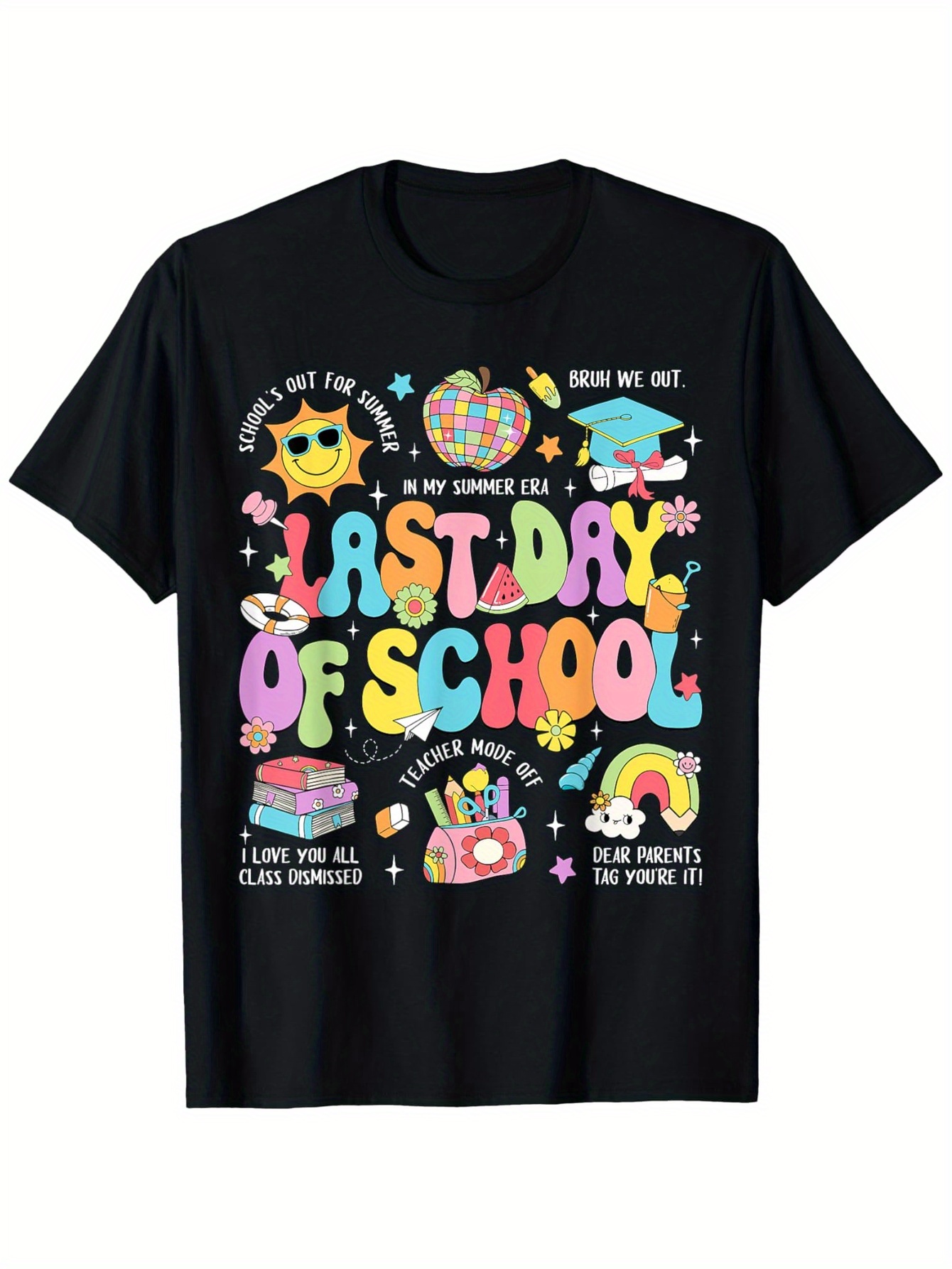 Street Fashion Com - ハッピー最終日学校制服教師グレードハローサマーTシャツ、ファッショナブルなコットントップ半袖、ストリートスタイルショートTシャツ、Com
