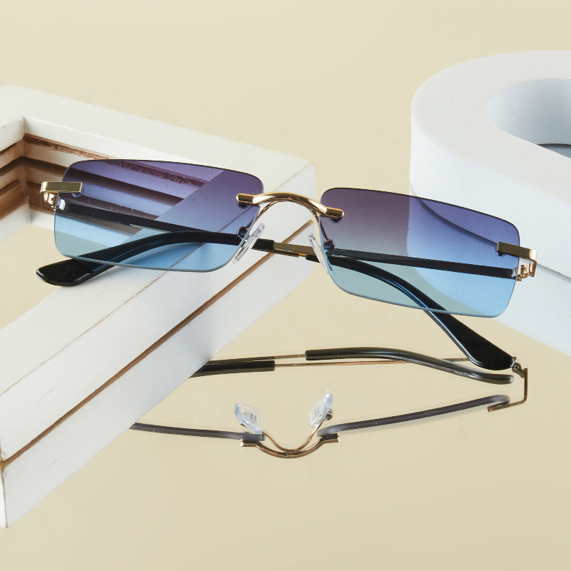 Street Fashion Glasses - 1 個メンズファッションメガネ新しいメタルフレームレスエレガントレトロ多用途トレンディ日常使用に適しています休暇屋外日焼け防止