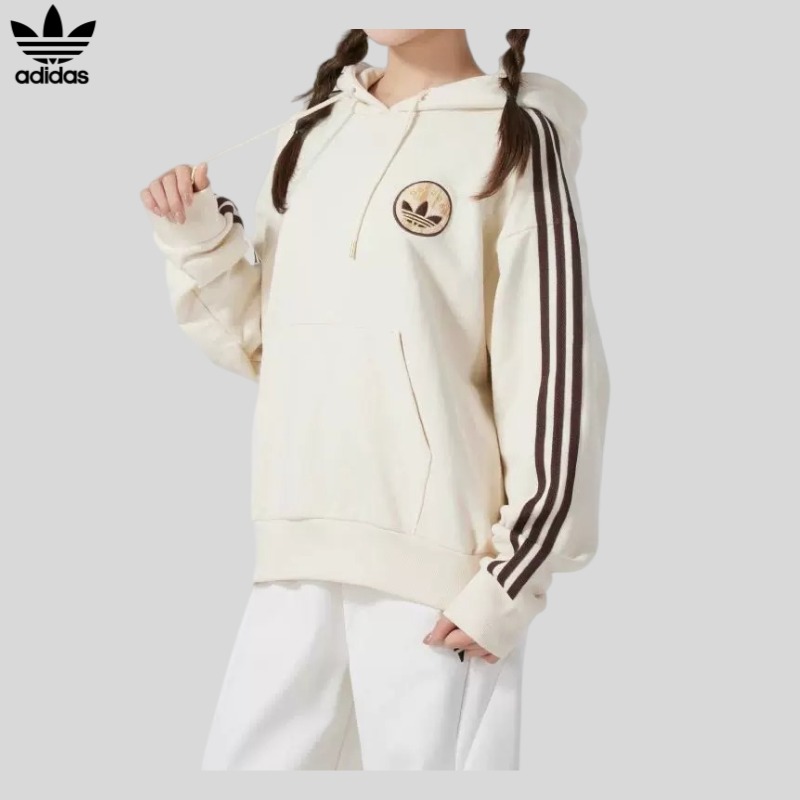 Street Fashion Adidas - アディダス アシンメトリーシーム フードスウェットシャツ ハイストリート ユニークシルエット ファッション