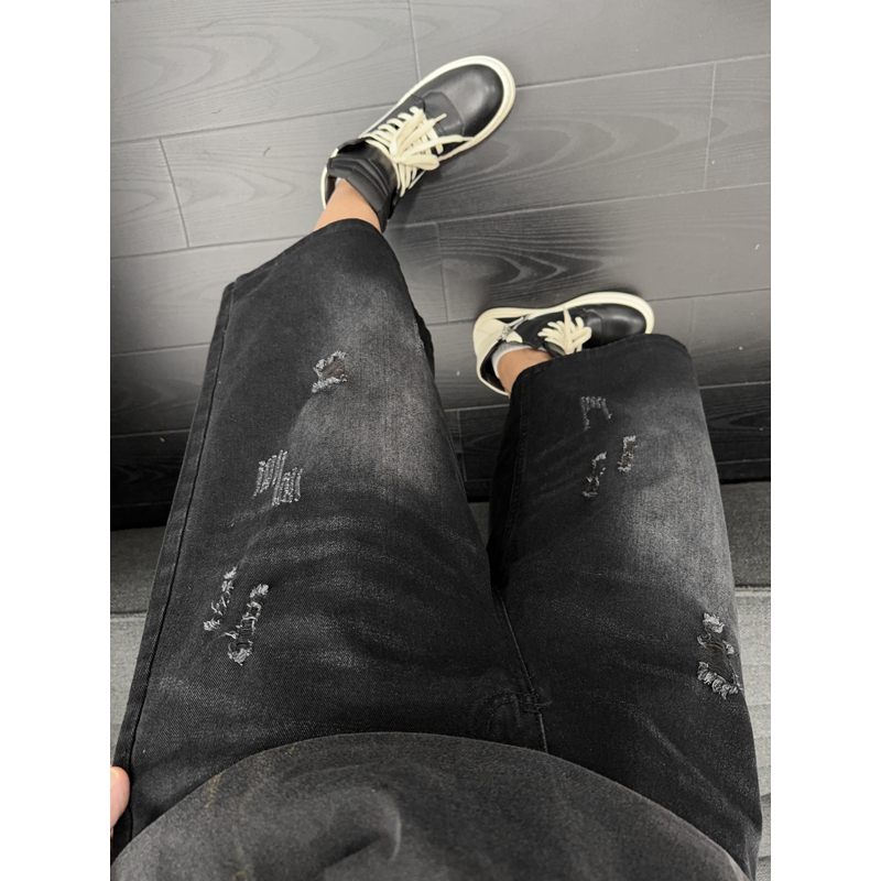 ユニセックスアメリカンインスハイストリートルーズストレート7 - Distressed Jean Rip のレビューと価格