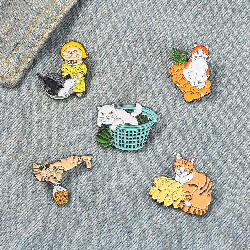 猫のエナメルピン,かわいい猫のエナメルピン,魚,果物,クール - Street Fashion Vendors のレビューと価格