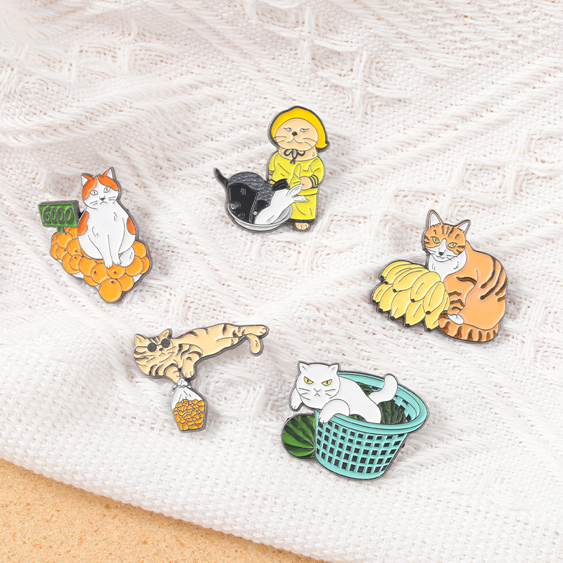 猫のエナメルピン,かわいい猫のエナメルピン,魚,果物,クール - Street Fashion Vendors のレビューと価格
