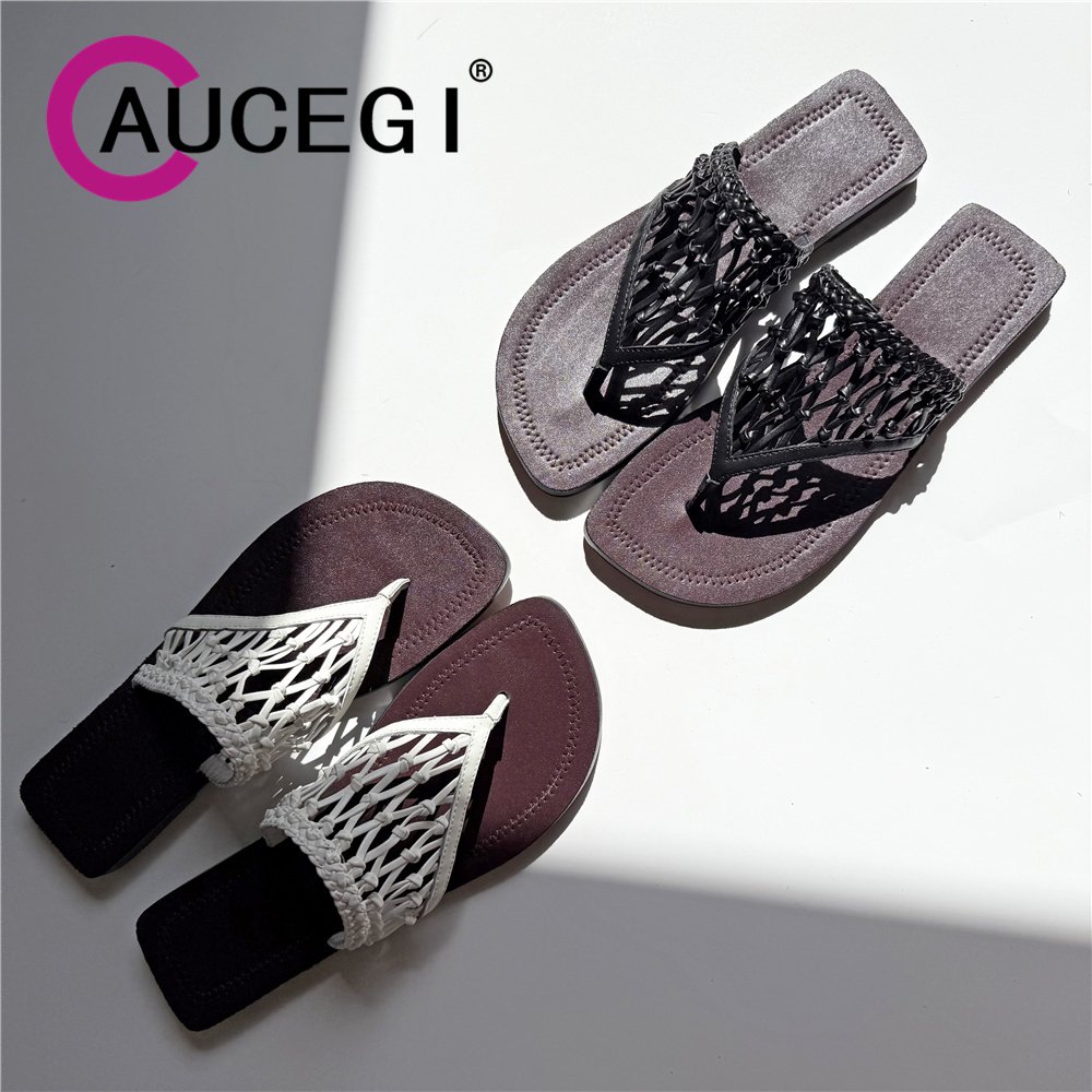 Aucegi 高品質マイクロファイバーレザーフラットサンダル - Street Fashion Dress のレビューと価格