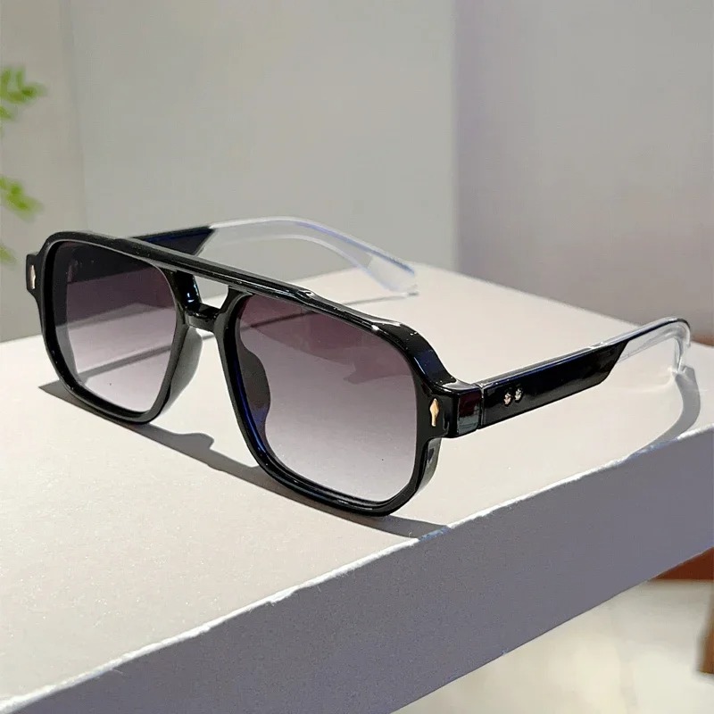 新しいヴィンテージダブルブリッジスクエアサングラスファッショ - Street Fashion Glasses のレビューと価格