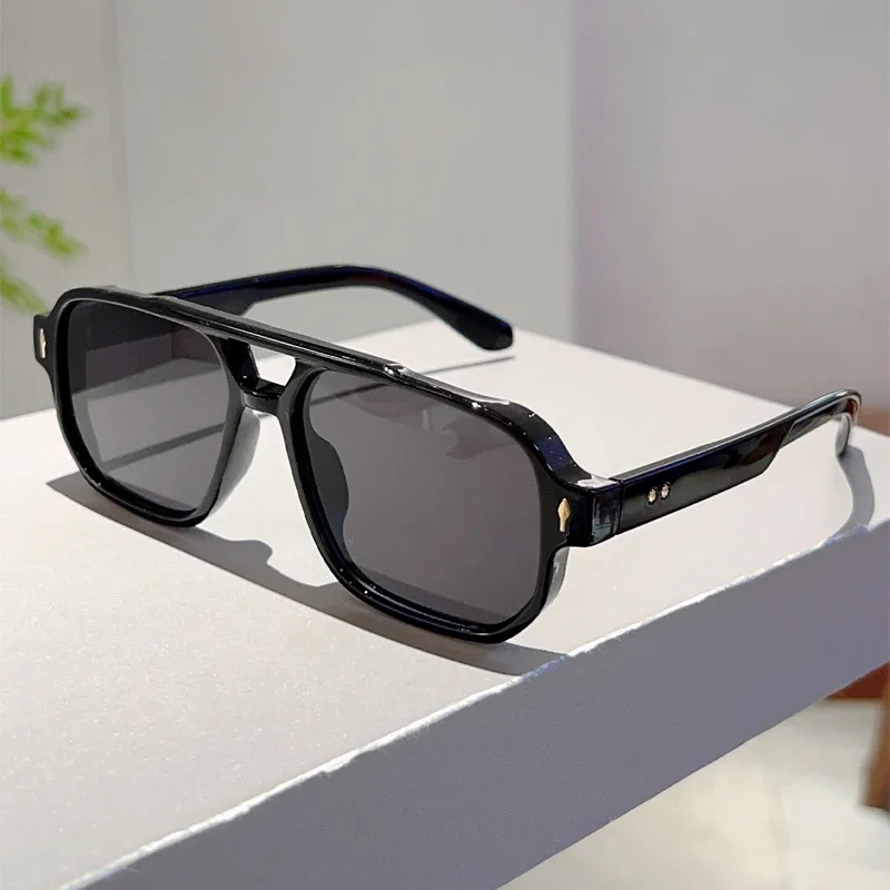新しいヴィンテージダブルブリッジスクエアサングラスファッショ - Street Fashion Glasses のレビューと価格