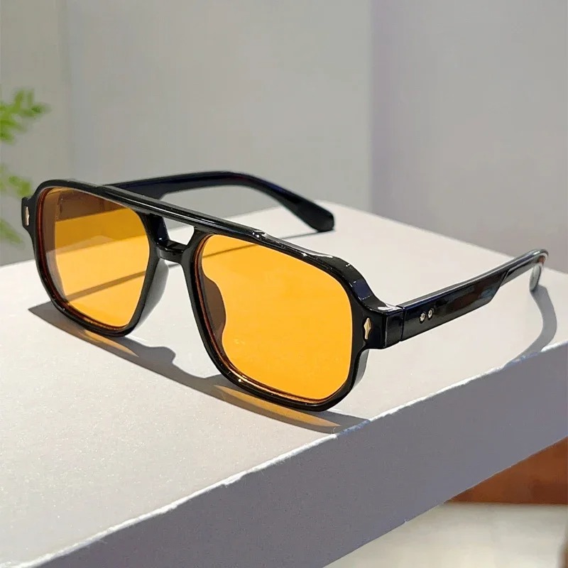 新しいヴィンテージダブルブリッジスクエアサングラスファッショ - Street Fashion Glasses のレビューと価格