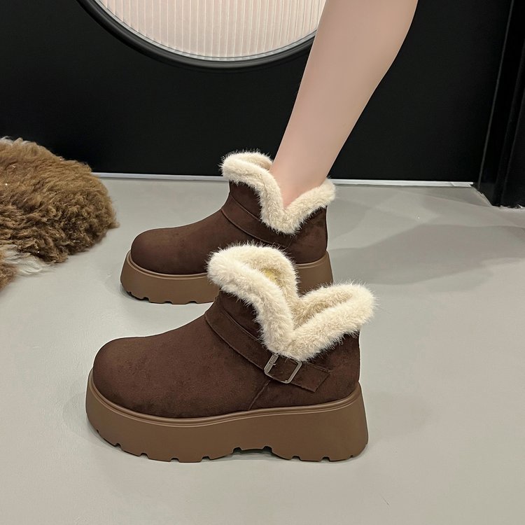 冬のファッション厚底レディーススノーブーツベルトバックル新ス - Street Fashion Online のレビューと価格