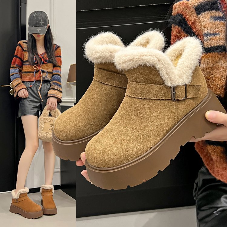 冬のファッション厚底レディーススノーブーツベルトバックル新ス - Street Fashion Online のレビューと価格