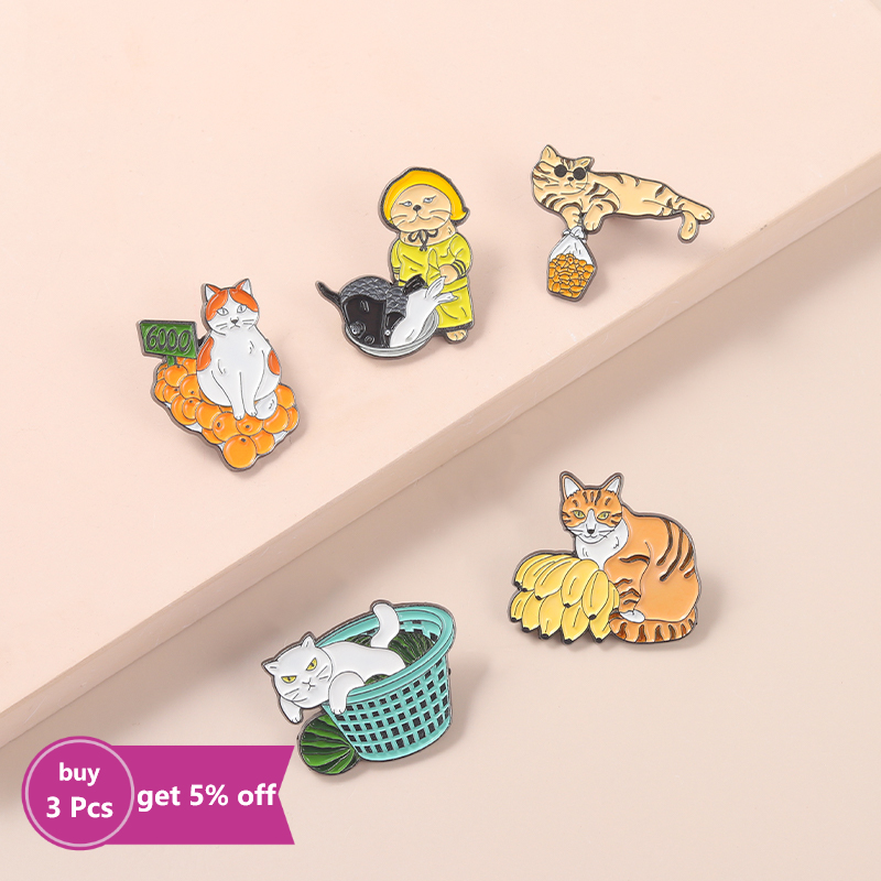 男の子用の猫の形をしたエナメルピン,クールな子猫,ベンダーの - Street Fashion Vendors のレビューと価格