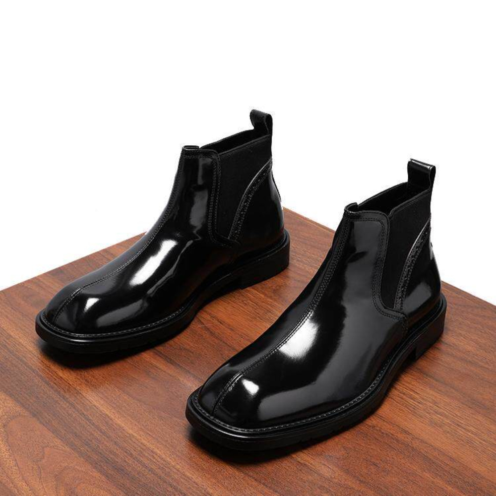 メンズ本革ブーツ ファッション スクエアトゥ ハイカット レ - Street Fashion Online のレビューと価格