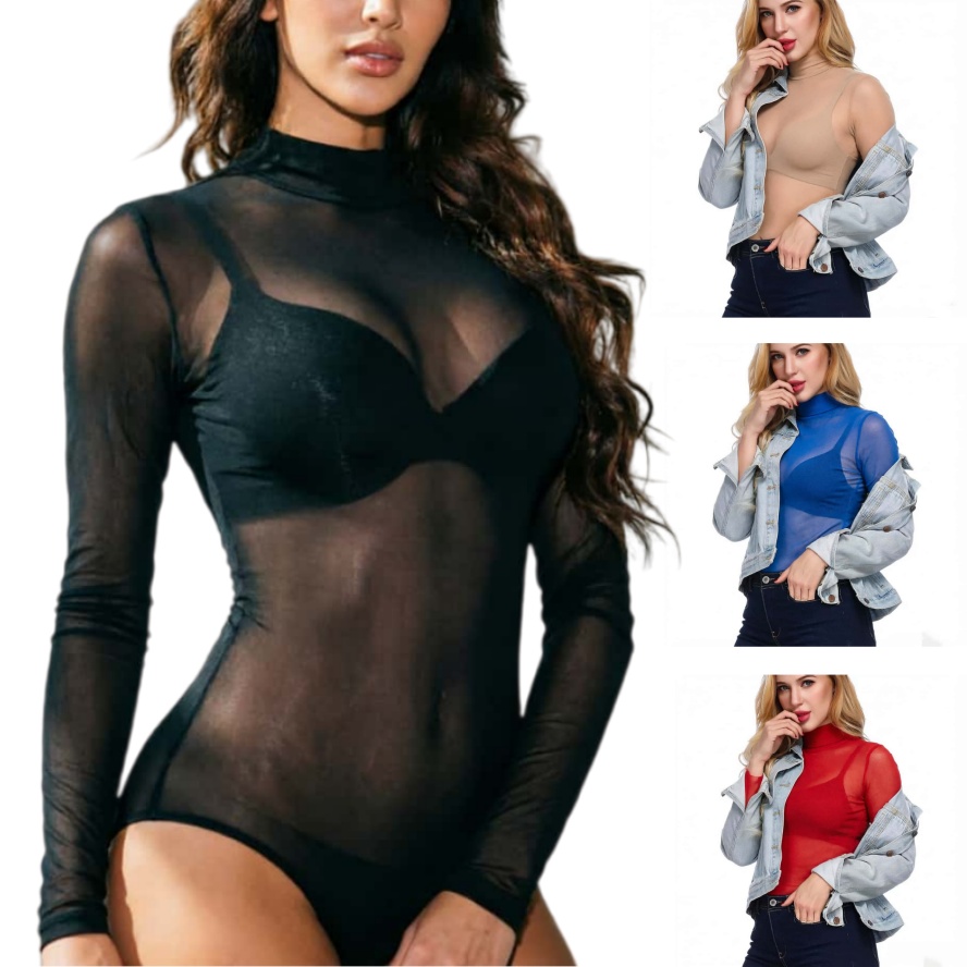 FREEAUCE 新しい長袖ワンピースシアーブラックメッシュ - Mesh Top Layering のレビューと価格