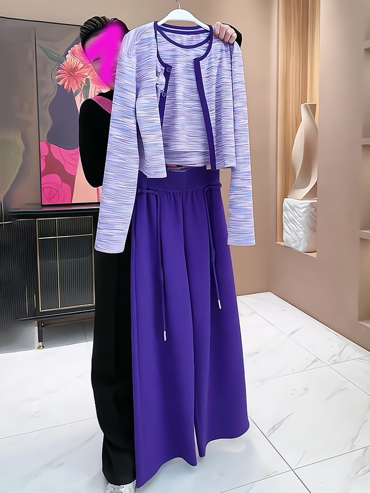 おしゃれなワイドレッグパンツセット レディース 秋服 カーデ - Street Fashion Online のレビューと価格