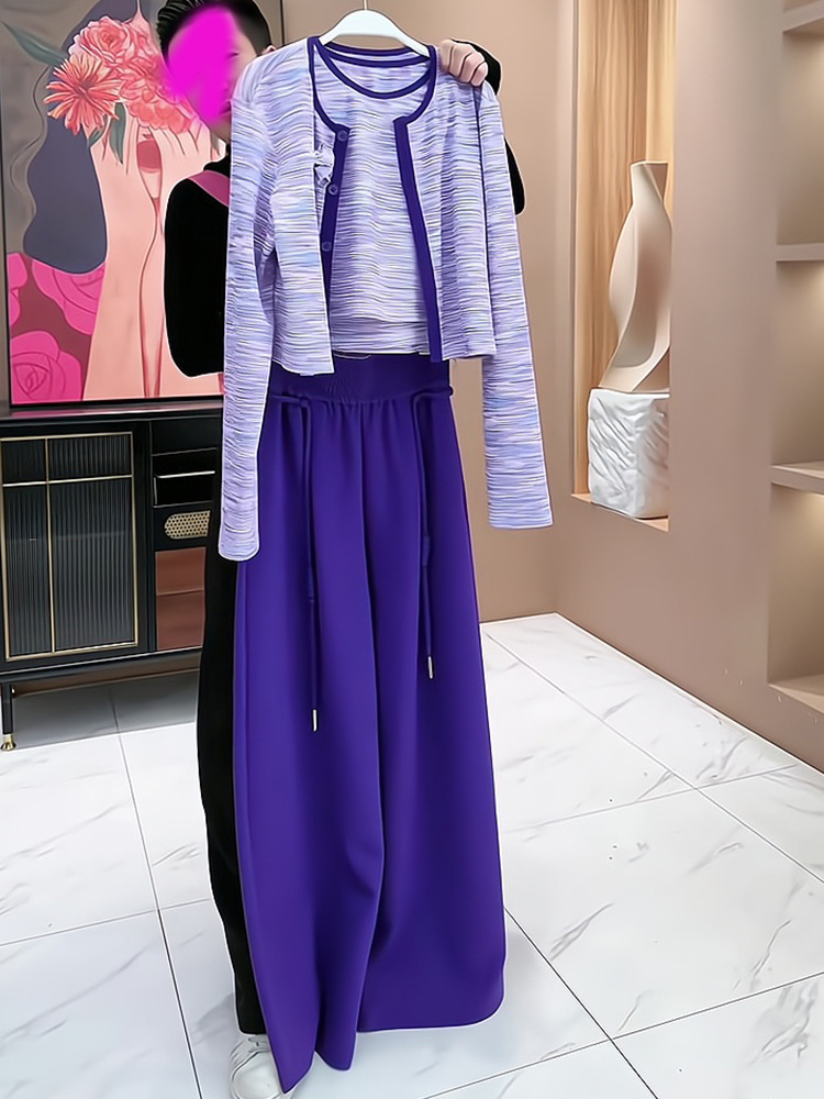 おしゃれなワイドレッグパンツセット レディース 秋服 カーデ - Street Fashion Online のレビューと価格