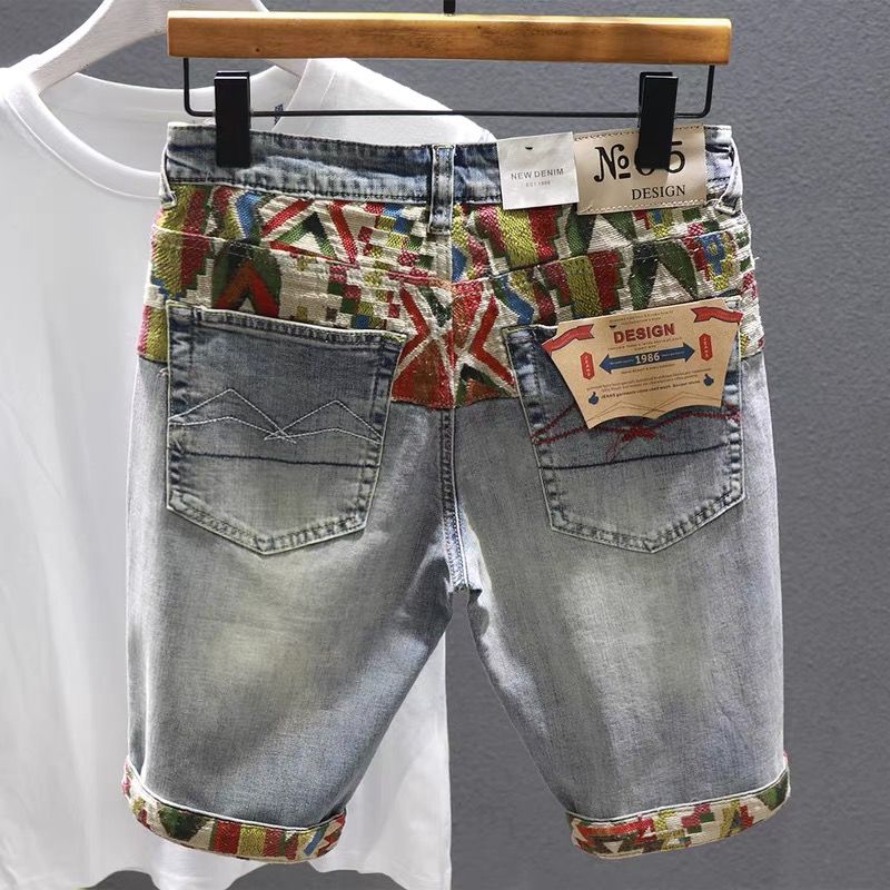 メンズマルチカラーデニムショーツ,グラフィックパンツ,ラグジ - Distressed Jean Rip のレビューと価格