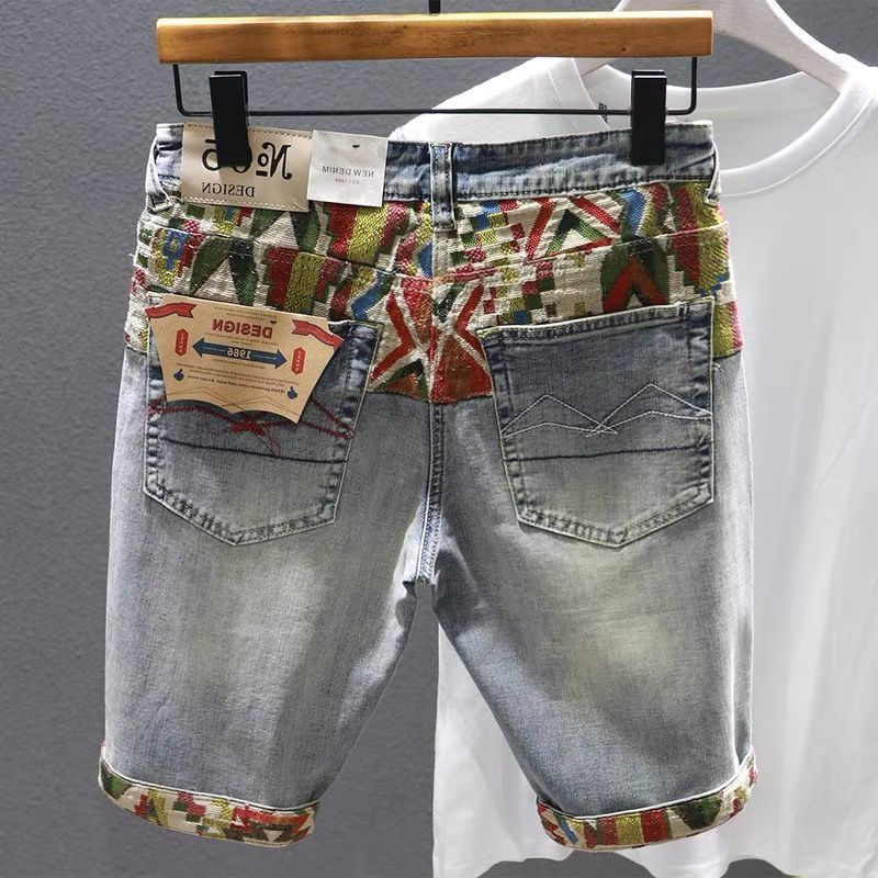 メンズマルチカラーデニムショーツ,グラフィックパンツ,ラグジ - Distressed Jean Rip のレビューと価格
