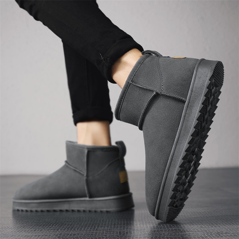 メンズ用新作ブラウンスエードミニブーツ、冬用ファジースノーブ - Street Fashion Online のレビューと価格