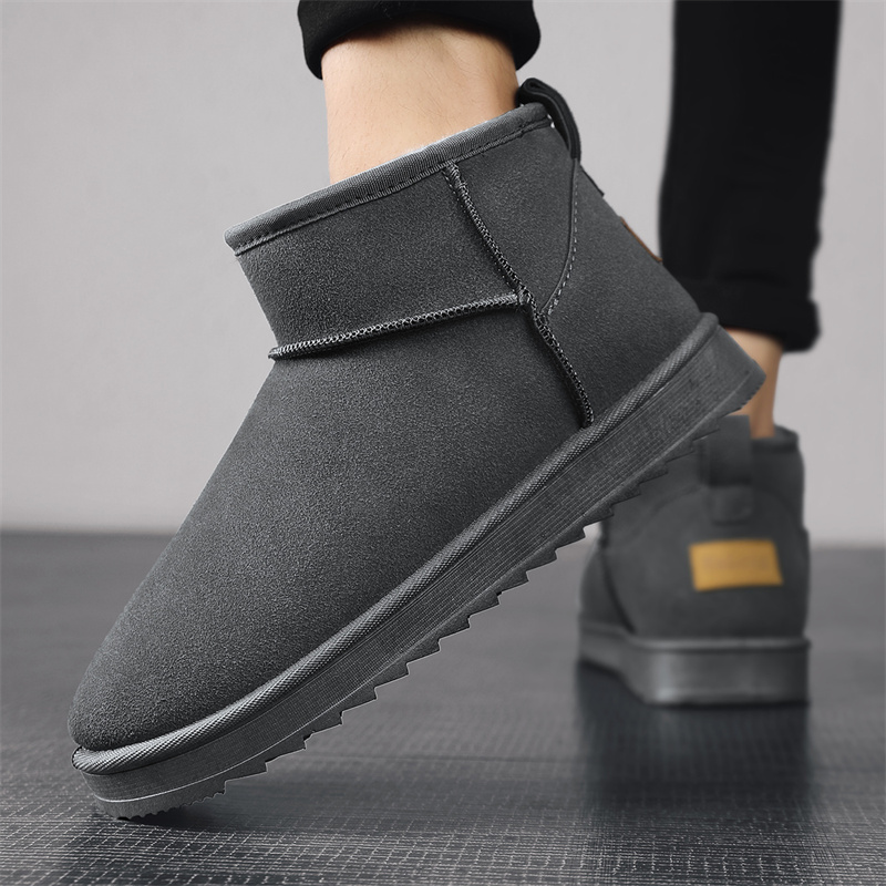 メンズ用新作ブラウンスエードミニブーツ、冬用ファジースノーブ - Street Fashion Online のレビューと価格
