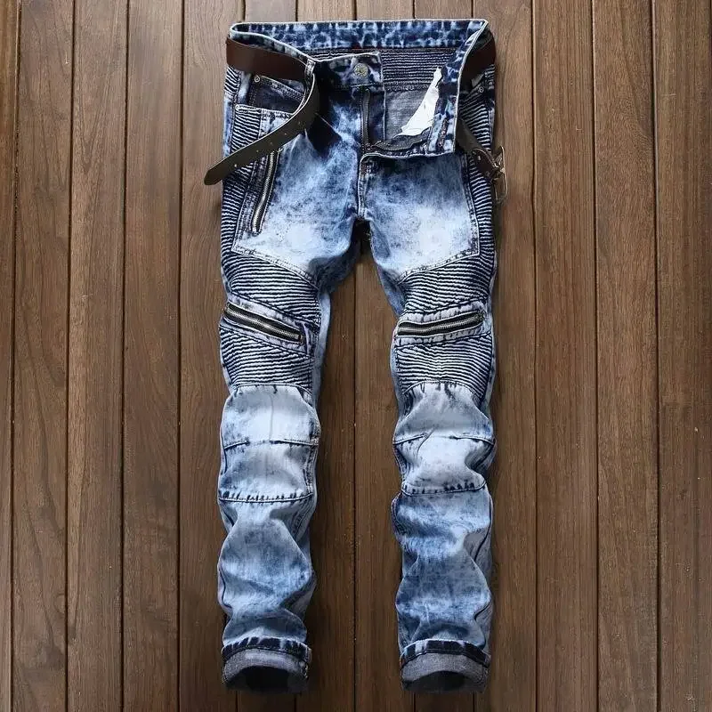パンクストリートスタイルリッピングスキニージーンズ男性ヴィン - Distressed Jean Rip のレビューと価格