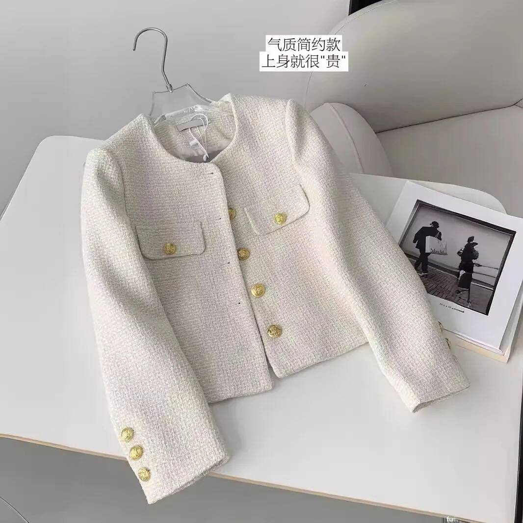ファッションフリンジチェック柄ツイードジャケットコート女性の - Street Fashion Taiwan のレビューと価格